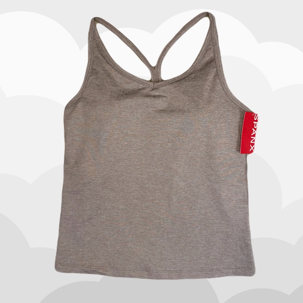 Spanx - SPANXsupersmooth™ SoftStretch Rib V-Neck Shelf Tank in Coastal Fog